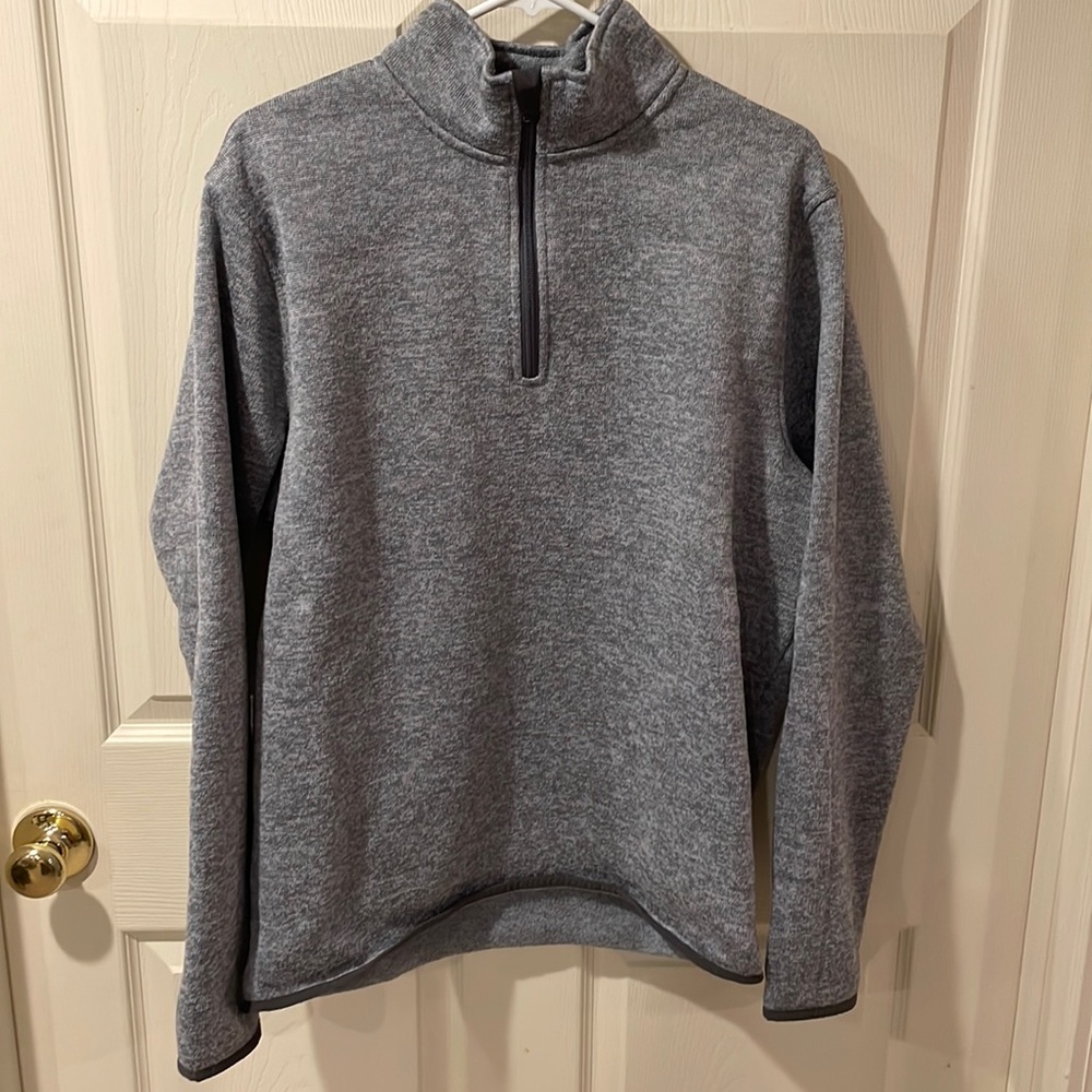 Men’s J.Crew grey quarter zip fleece.  Size large.